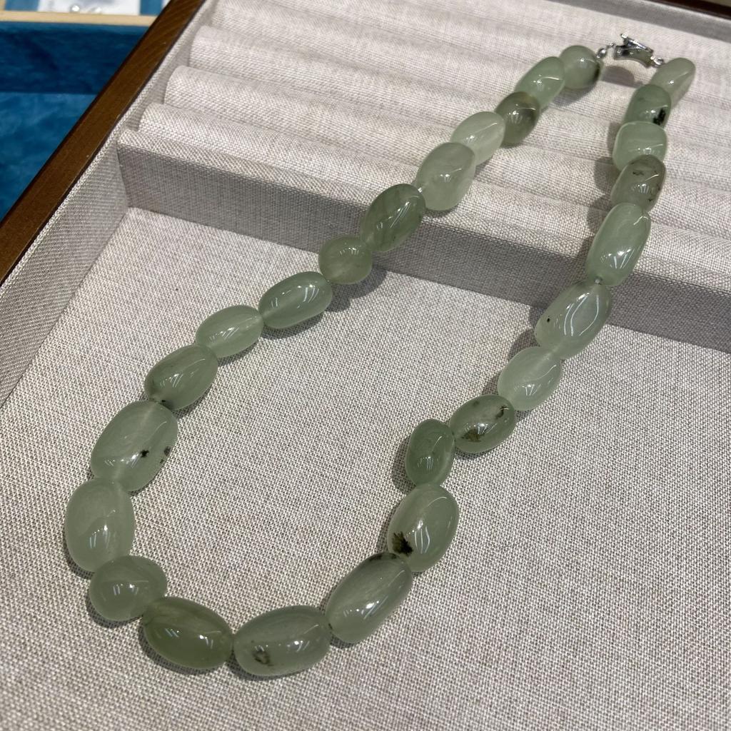 Special-Shaped Natural Stone Green Dongling Crystal Beaded Necklace Special-Shaped Irregular Crystal Colored Stone Necklace Female Personality Design