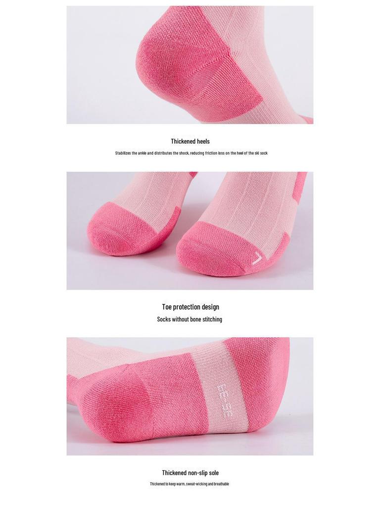 DWZ09 Non-Slip Thick Wool Ski Socks for Outdoor, Snow, Cycling, and Mountaineering - Mid-High Tube, Warm for Autumn & Winter