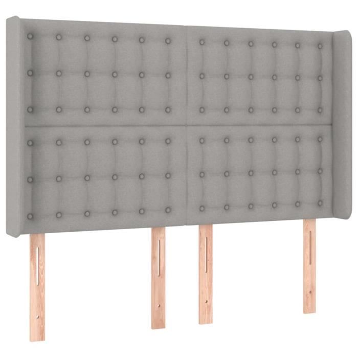 VidaXL Tête de lit avec oreilles Gris clair 147x16x118-128 cm Tissu3120012