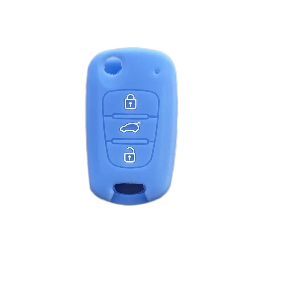For Hyundai Elantra Accent I20 I30 Ix20 Ix35 Kia Sportage Rio3 Soul Optima Ceed Pro K5 K2 Silicone Car Key Case Cover Keychain