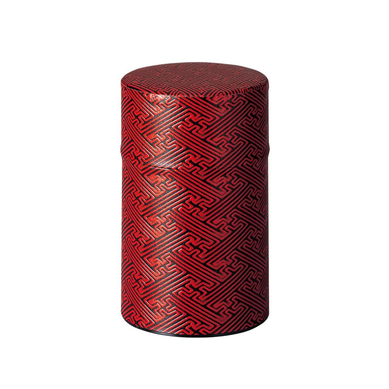 

Noguchi Kumataro Tea Garden Tea Caddy, 150g, with Washi Paper, Inner Lid, Kamakura Carving, Scabbard Shape, Red, Made in Japan, Stylish