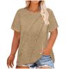 BITCED Women's Fashion Casual Solid Color Print Short Sleeve O-Neck Blouses & Shirts