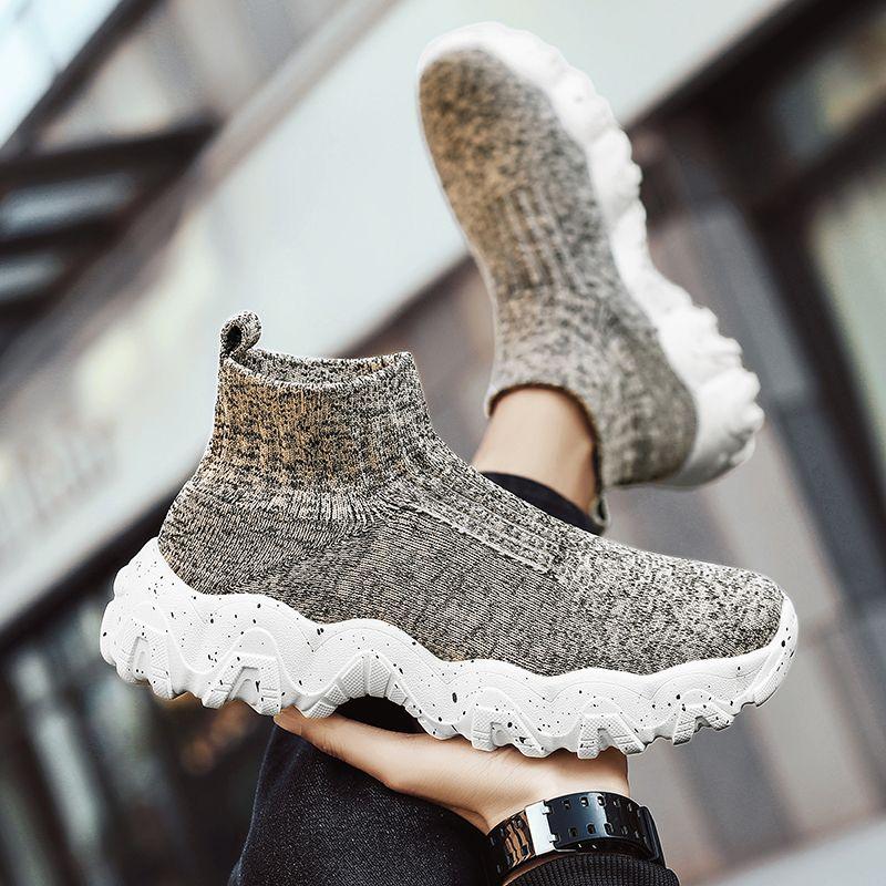 Slip-on High Top Thick Platform Mesh Upper Man Casual Sneaker Comfortable Stylish Simple Jogging Summer Sports Shoes for Men