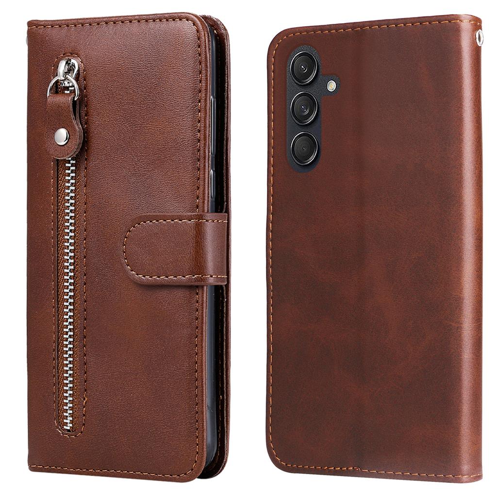 For Samsung Galaxy M55 5G/C55 5G/F55 5G Case Calf Texture Zipper Pocket Wallet Mobile Phone Cover