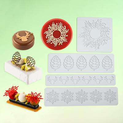 Snowflake Pinecone Antlers Flip Sugar Lace Mat DIY Christmas Chocolate Crispy Silicone Mat Artistic Vegetable Decoration Mold