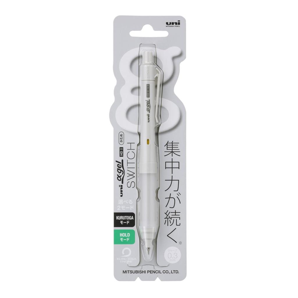 Mitsubishi Pencil Uni Alpha Gel Mechanical Pencil with of Switch, 0.3mm, Gray, M31009GG1P.23 (Pack 3)