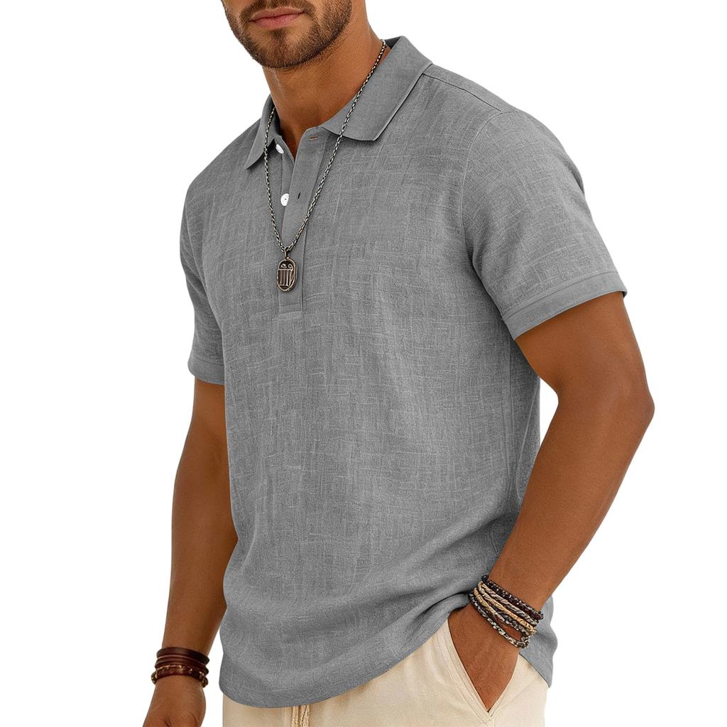 Men's Casual -color Summer - Cotton And Linen Short-sleeved Shirt