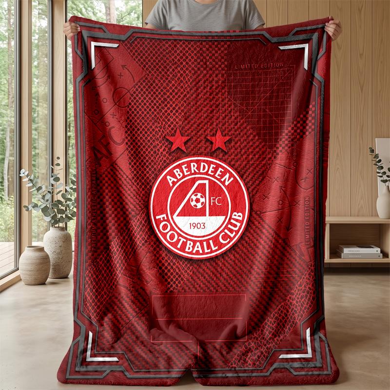 Coperta in Morbido Pile di Flanella Aberdeen FC Leggera Accogliente Calda Coperta Plaid per Divano Letto Arredamento Casa