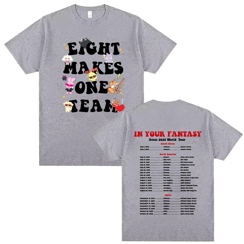 Kpop Ateez in Your Fantasy 2025 World Tour Tee Shirt for Men Harajuku Hip Hop 100_ Cotton T-shirt Fashion Hombre Comfort T Shirt