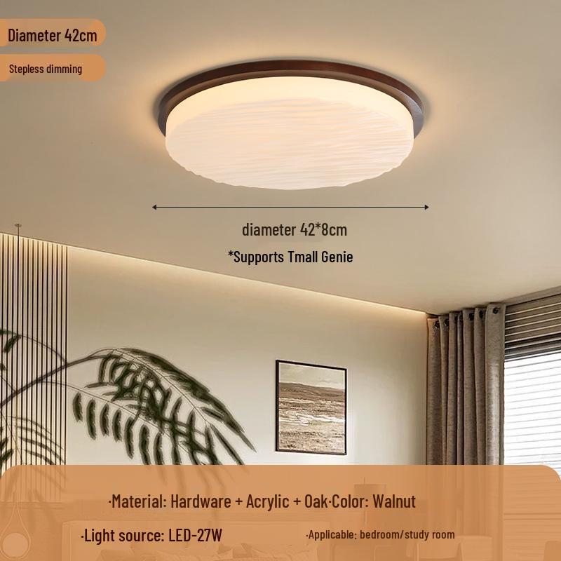 

Ultra-Thin Mid-Century Walnut Ceiling Light for Bedroom & Living Room - Full Spectrum Eye Protection Eye Protection No Flicker - Three-Color Light