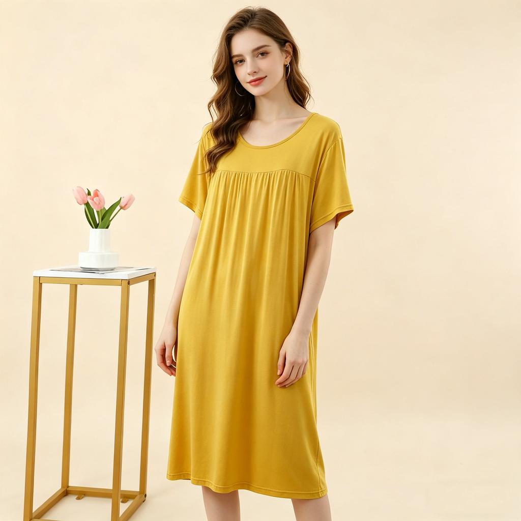 Modal Casual Loose Dress Plus Size Summer Women's Homewear Sleepdress Lightweight Nightgown Comfort Loungewear
