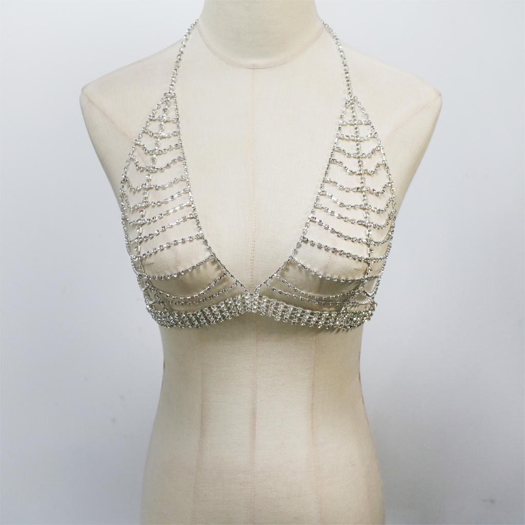 European And American Jewelry, Sexy Chain Rhinestone Breast Chain, Beach Music Party Wear Chest Jewelry