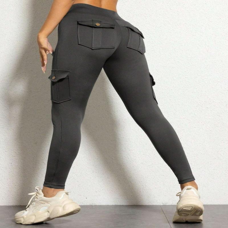 Women's Multi-Pocket Yoga Pants - High Elasticity, Tight Sports Running Fitness, Spliced Workwear Style