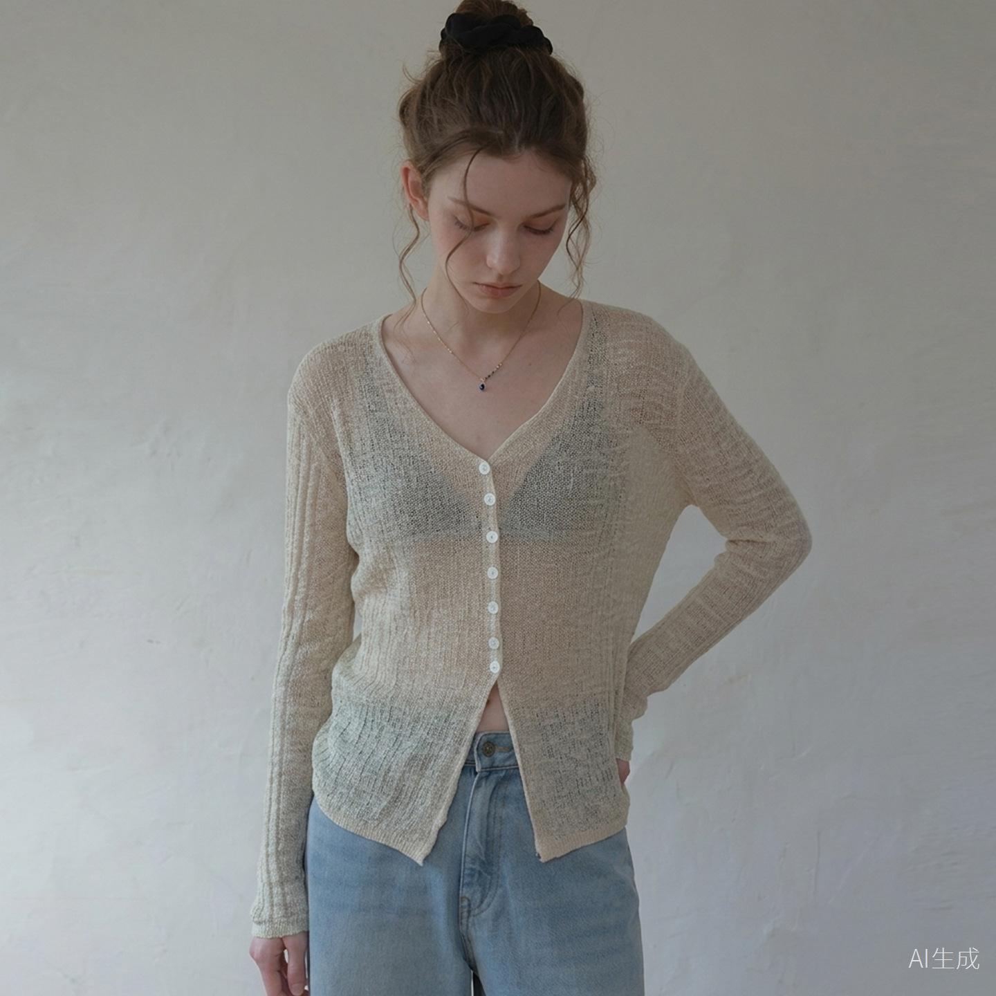 Quiet luxury linen thin through knitted
