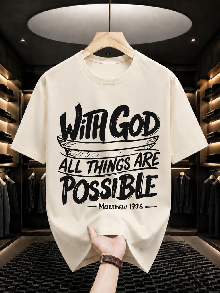 2026 New Cotton Tshirt With Christian Bible Verse Print Casual Crew Neck Short Sleeve Top