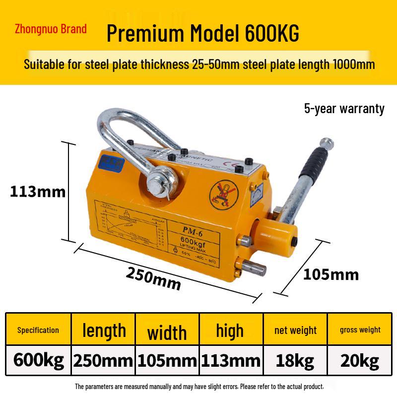 Permanent Magnetic Lifting Lifter Suction Cup: 1 Ton, 2 Ton, 3 Ton, 400KG, 600KG Alloy Assist