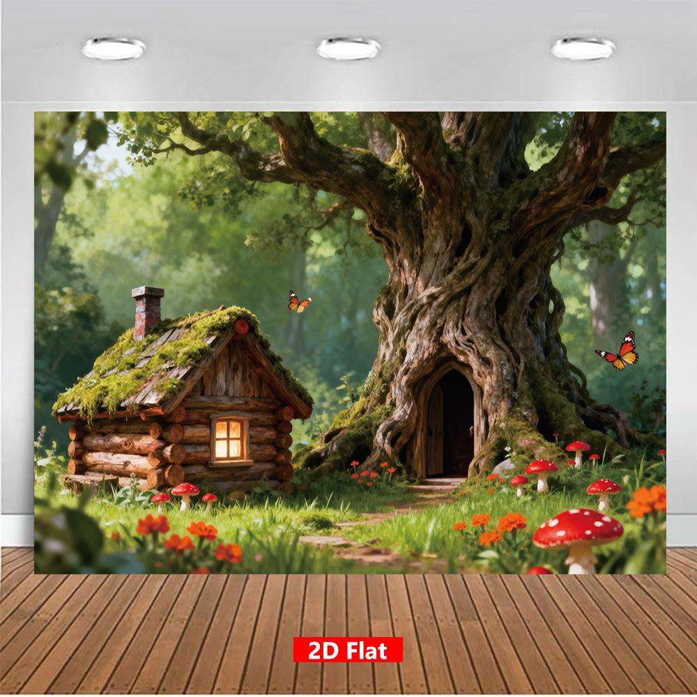 1Pcs Spring Forest Cabin Easter Decoration Decoration Background Nature Backdrop Decorations For Photo Studio Photo Booth Party