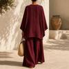 Women's Casual Loose Fit V Neck Long Sleeve Pullover Top and Wide Leg Pants Two Piece Set Comfortable Lounge Wear