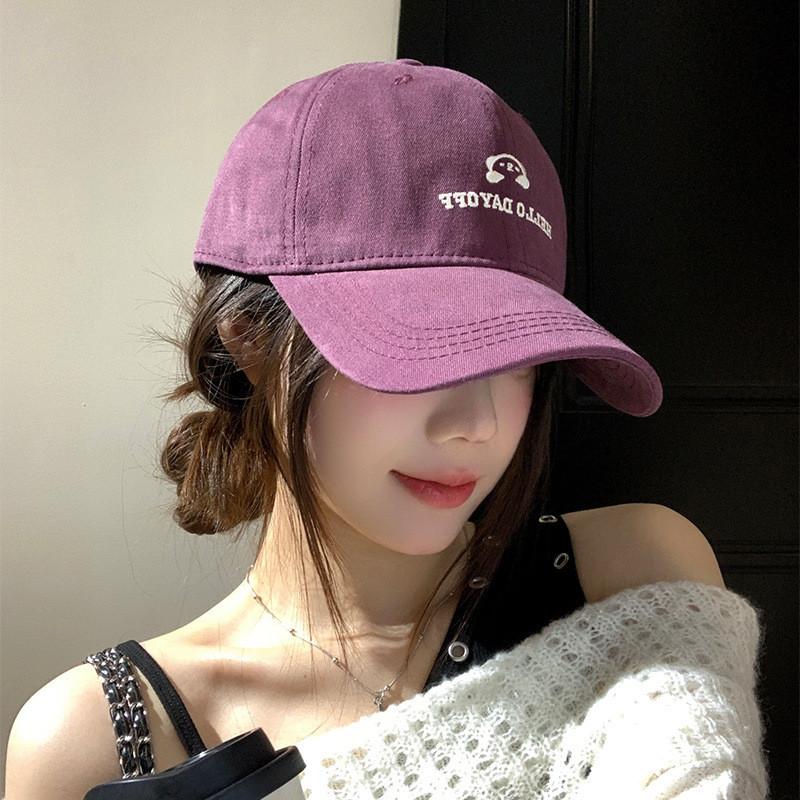 Trendy Purple Wide Brim Baseball Hat Women Soft Top Duckbill Cap Wear Leisure