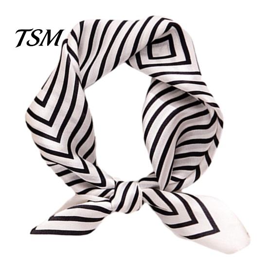 Breathable Silk Scarf for Women Soft Fashionable Neck Lace Up Collar with Colorful Print Perfect Parties Commutes Lightweight
