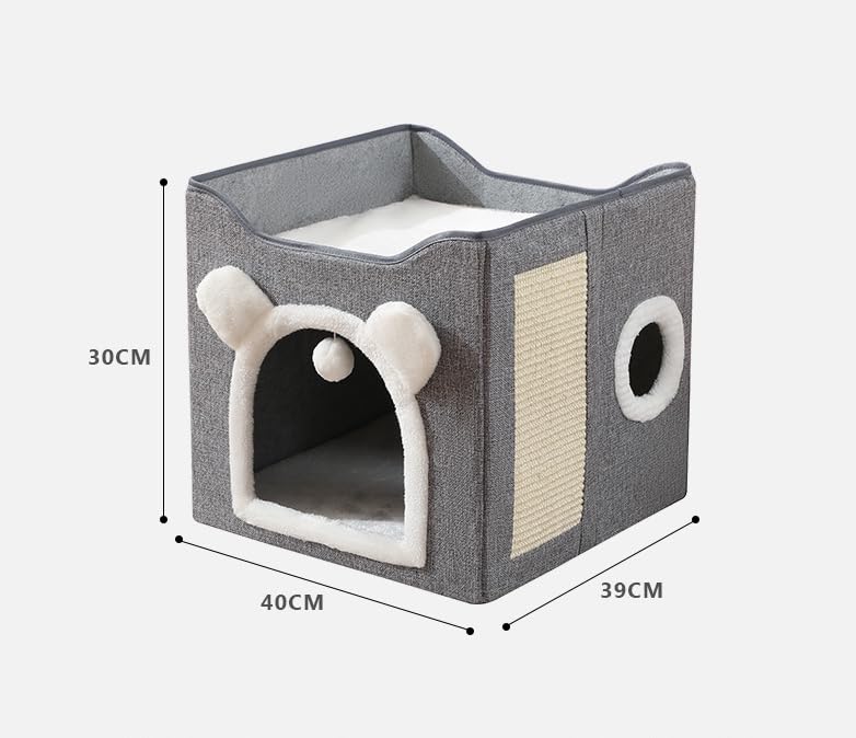 Wenichee Cat House for Multiple Cat Cat Play Cat House with Scratching Cat Pet Cats Will Love Pet Stylish and Easy To Stress Relief Cats, 2-Tier