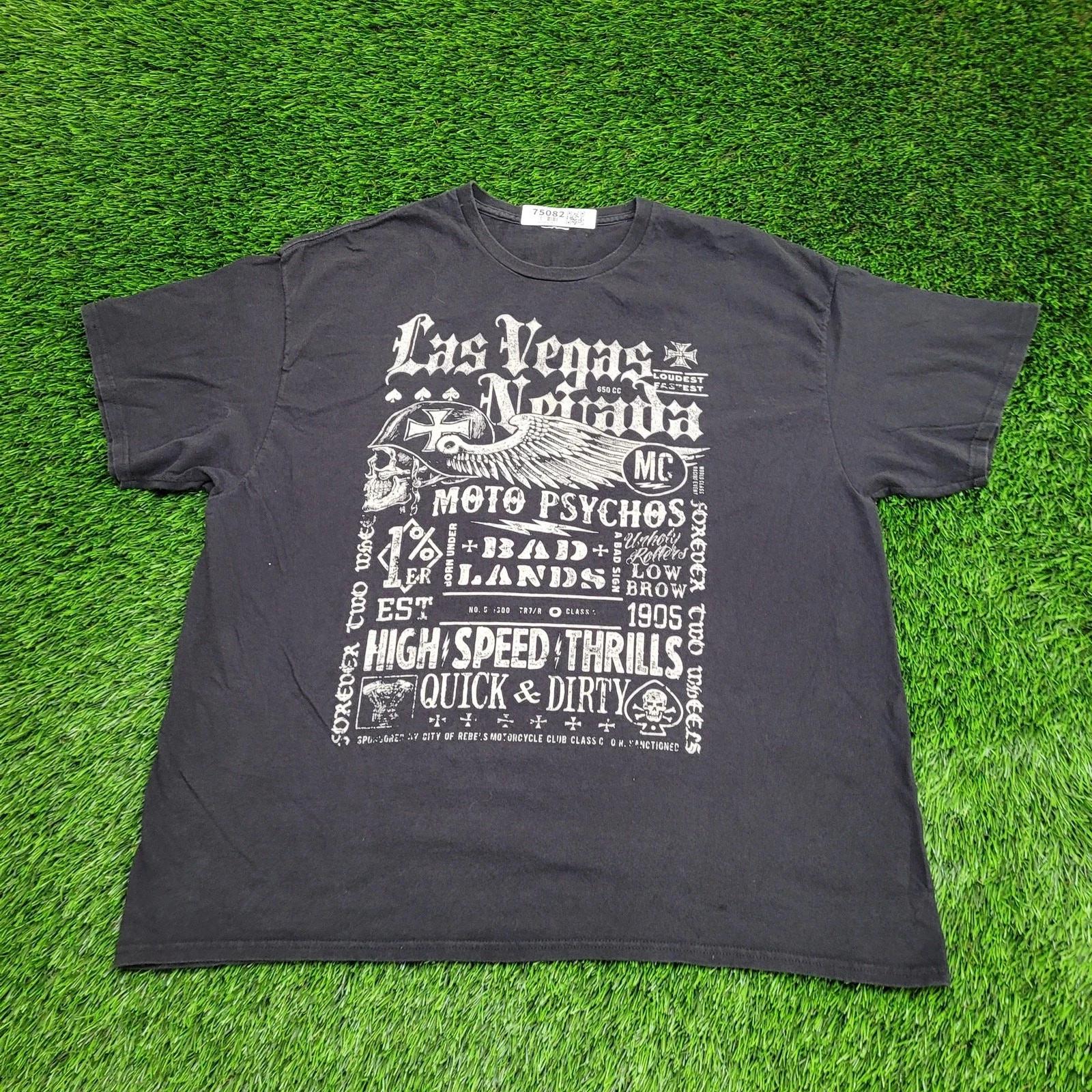Vintage Las-Vegas Biker Shirt XL 24x28 Faded Y2K 3XL