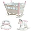 3PCS Wood Dollhouses Nursery Room Accessories Pretend Play Toy For Children Collectible Realistic Miniature Furniture Set
