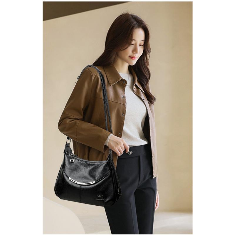 Simple Women's Shoulder Bag, Casual Crossbody Bag, Fashionable Shoulder Bag, Soft PU Leather Handbag Suitable for Daily Use and Shopping
