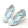 Children's High Heels Elsa Princess Shoes Spring and Autumn Girls' Crystal Shoes Soft Sole Single Shoes for Small, Medium, and Large Children silver