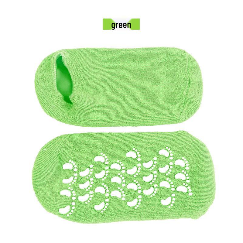 Silicone Gel Cotton Yarn Foot Whitening Socks with Adhesive Grip Strips