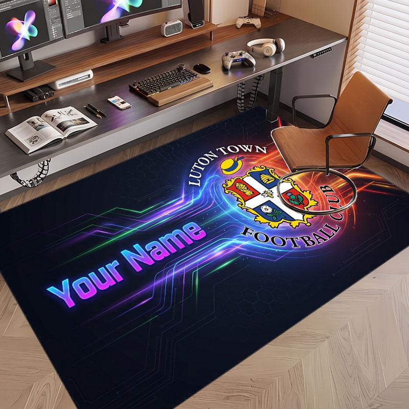 Custom Rug Luton Town Pattern Print Name Text Soft Non‑Slip Floor Carpet for Home Indoor Decoration