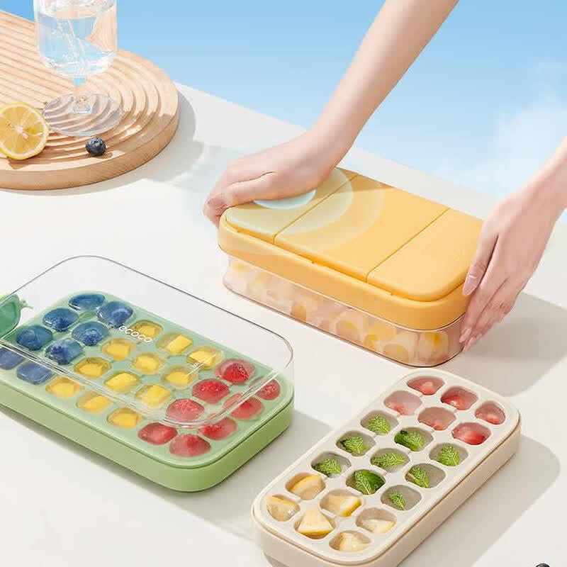 ecoco Quantitative Press-Type Ice Cube Tray with Lid