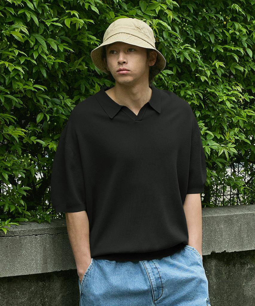 MINIMALPROJECT Linen-Like Cool Dry Open Collar Knit Mnt108 / 6 Colors