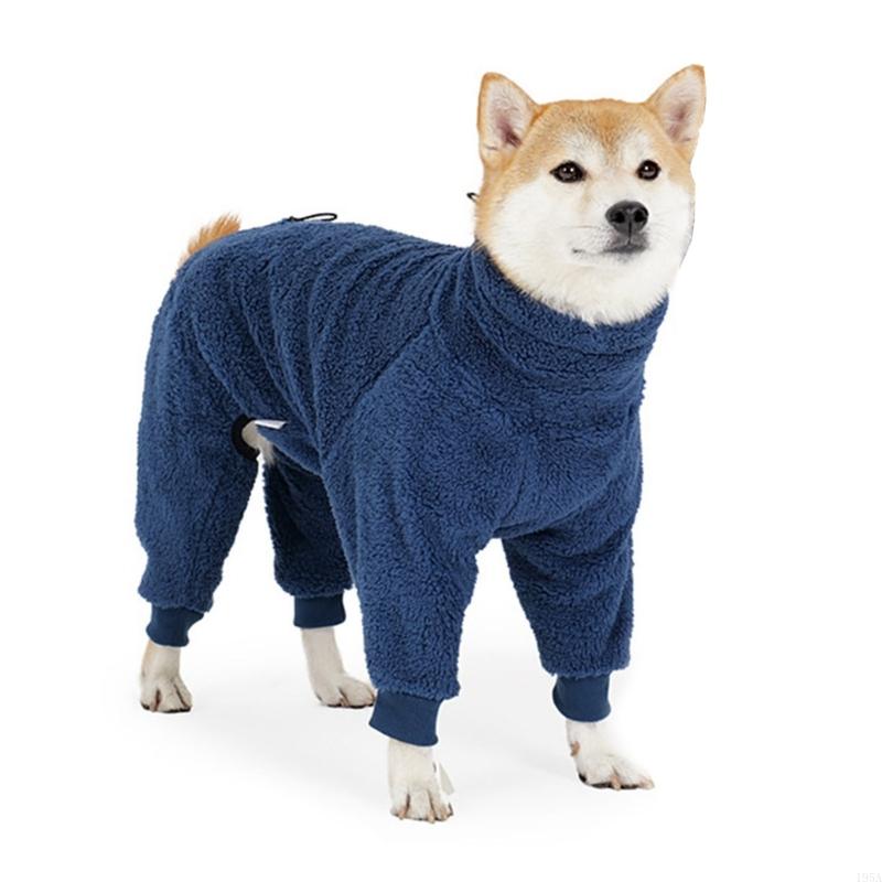 Full Body Dog Winter Coat With Double Side Plush Fleece Four Leg Dog Outfit Coldproof Winter Pajamas for Indoor Outdoor