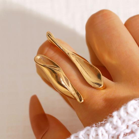 Finger Ring Imitation Pearl Embellishment Artistic Irregular Shape Wide Double-Strip Design Women Ring Anti-Oxidation Jewelry