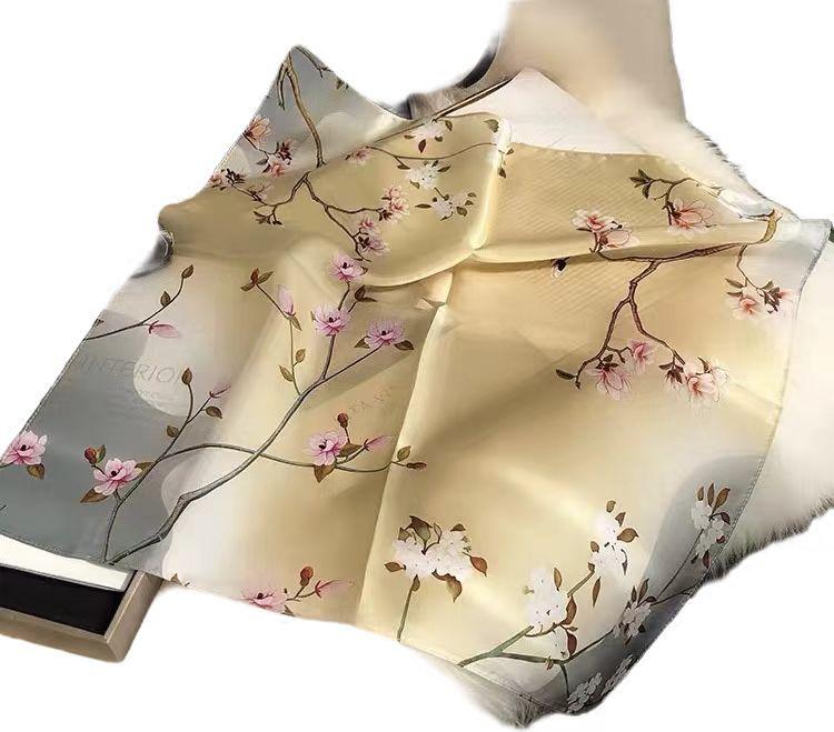 New 100% Natural Silk Scarf Square Female Fashion Beach Pashmina Bufanda Folral Women Shawl Wraps Ladies Scarves Foulard Echarpe