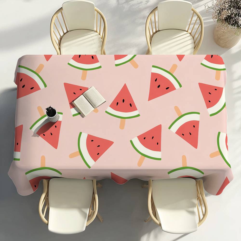 Pink Watermelon Fruit Table Cloth Party Decor Dining Room Home Kitchen Patios Waterproof Stain-Proof Table Cloth