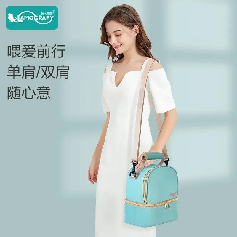 Portable Double Layer Cooler Keep Lunch Bag Thermal Insulated Picnic Food BentoTote Container Fresh-Keeping Mommy Bags for Women