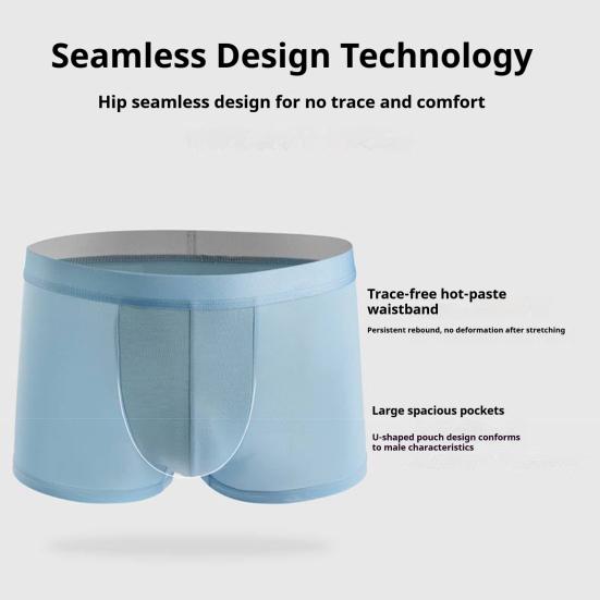 Men Boxer Underwear Elastic Mid-Waist Design Solid Color Shorts Briefs U-Convex Thin Soft Panties Daily Wear