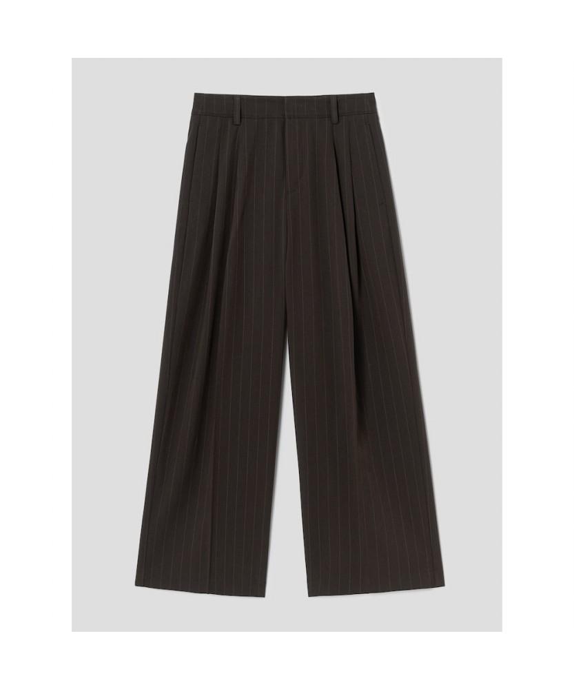 8SECONDS Striped Wide Slacks Brown