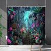 Bathroom Waterproof Curtain Digital Printing Plant Mushroom Shower Curtain Non-Punching Toilet Partition Curtain Shower Cloth