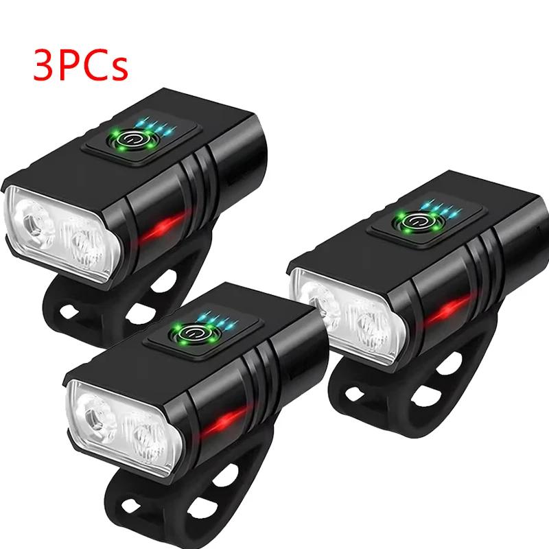 Bike Light 2 LED Type C Rechargeable Bicycle Lights 6 Modes MTB Flashlight Bicycle Headlight for Cycling Bicycle Front Lamp