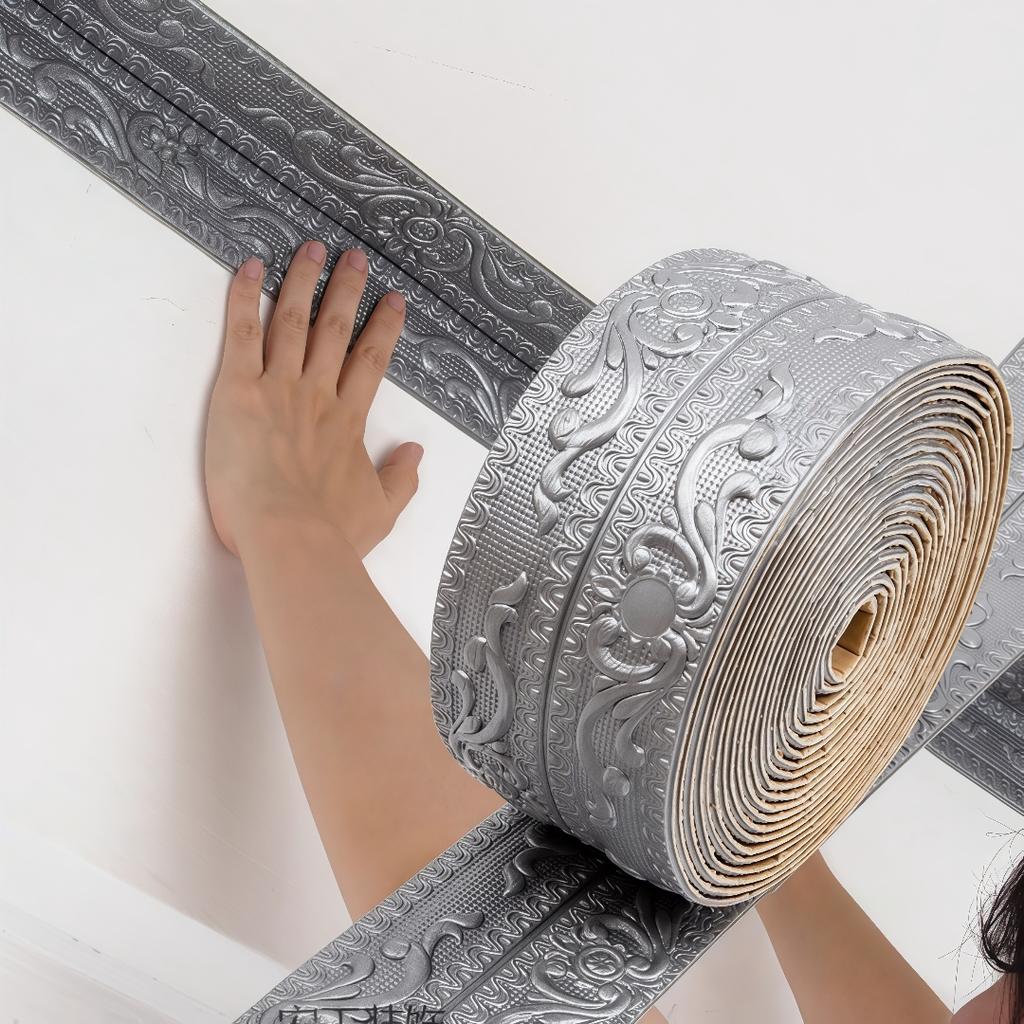 1ROLL 2.3MX12CM Skirting Ceiling Decoration Strip Wall Stickers Self Adhesive Baseboard Waterproof Waist Line Border Wall Top