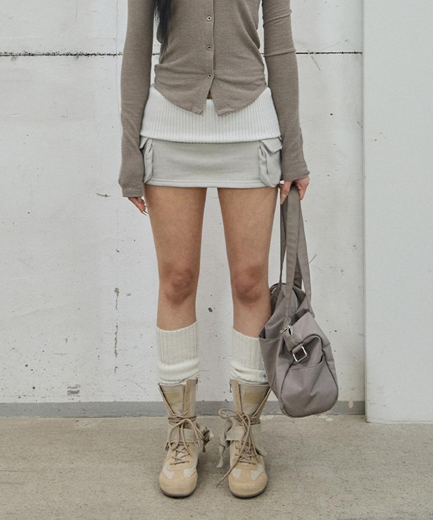 Sailpeulei Folded Knit Skirt Shorts / Light Gray