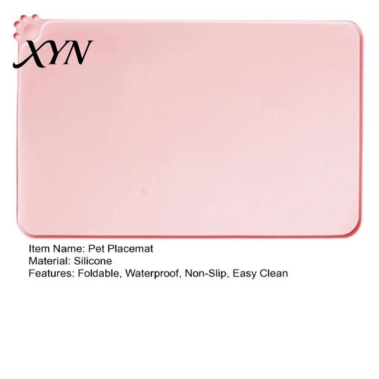 Non-slip Cat Bowl Tray Food Grade Silicone Pet Feeding Mat, Anti-Slip Dog Flexible Puppy Waterproof Insulation Pad for Kitten Easy Clean Mat