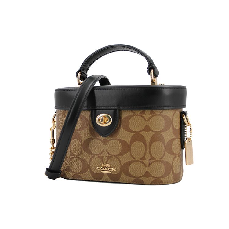 Coach Kay 20 Classic Allover Logo Box Bag Women Shoulder Bag Black Brown 78277-IMCBI