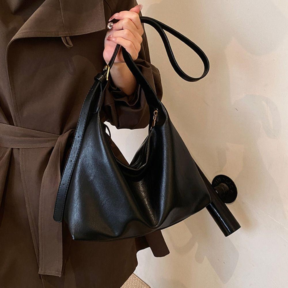 Elegant Commuting Shoulder Bag Lightweight Vintage Underarm Bag Soft Leather Tote Bag Shopping