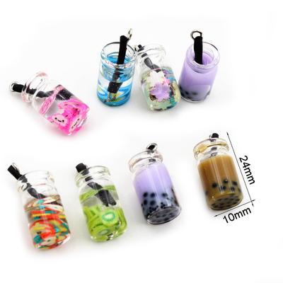 10pcs Charms Resin Fruit Orange Apple Pearl Milk Tea Pendant Crafts Making Findings Handmade Jewelry DIY for Earrings Necklace