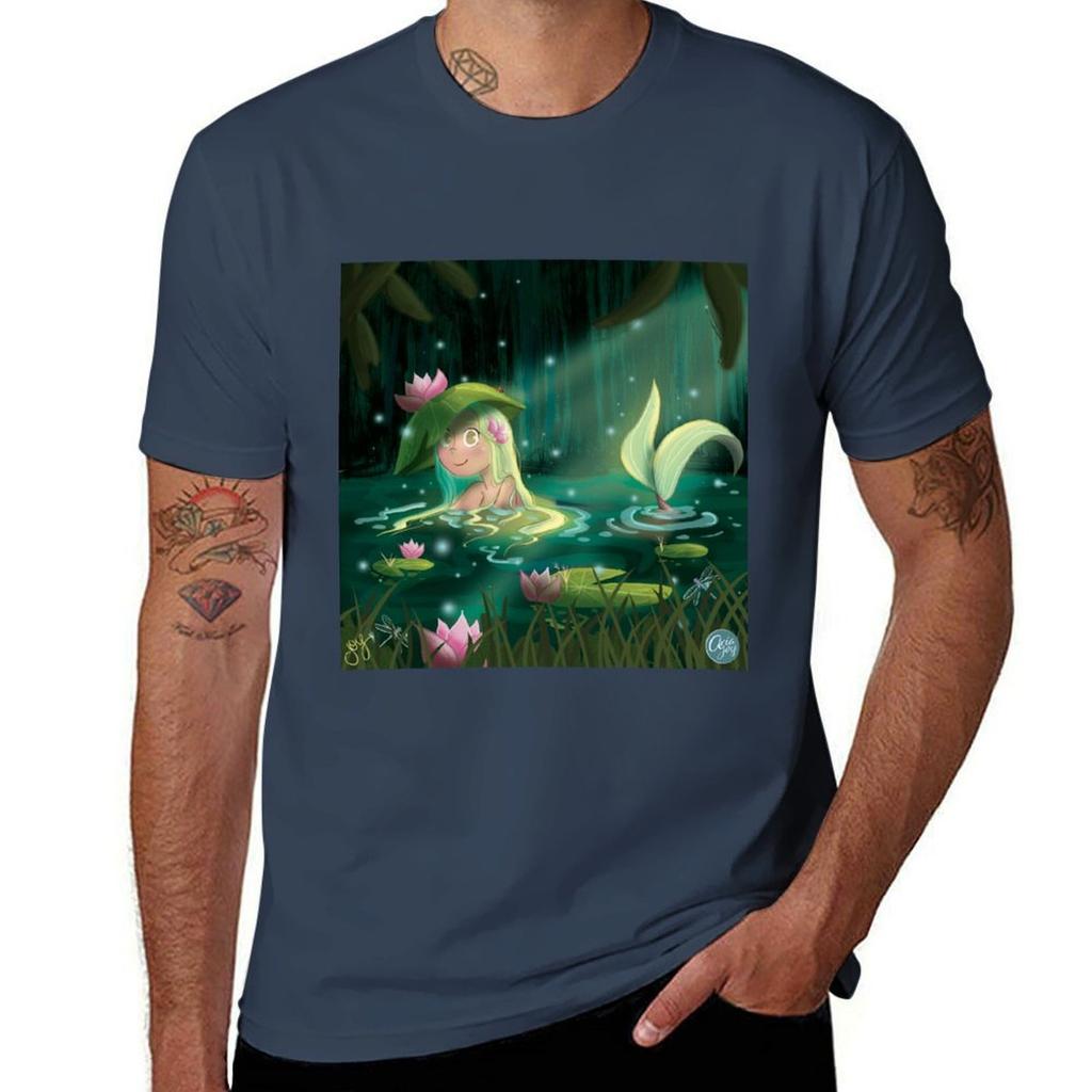 Mermaid In A Lily Pond TShirt Heavy Duty Casual Work Tee