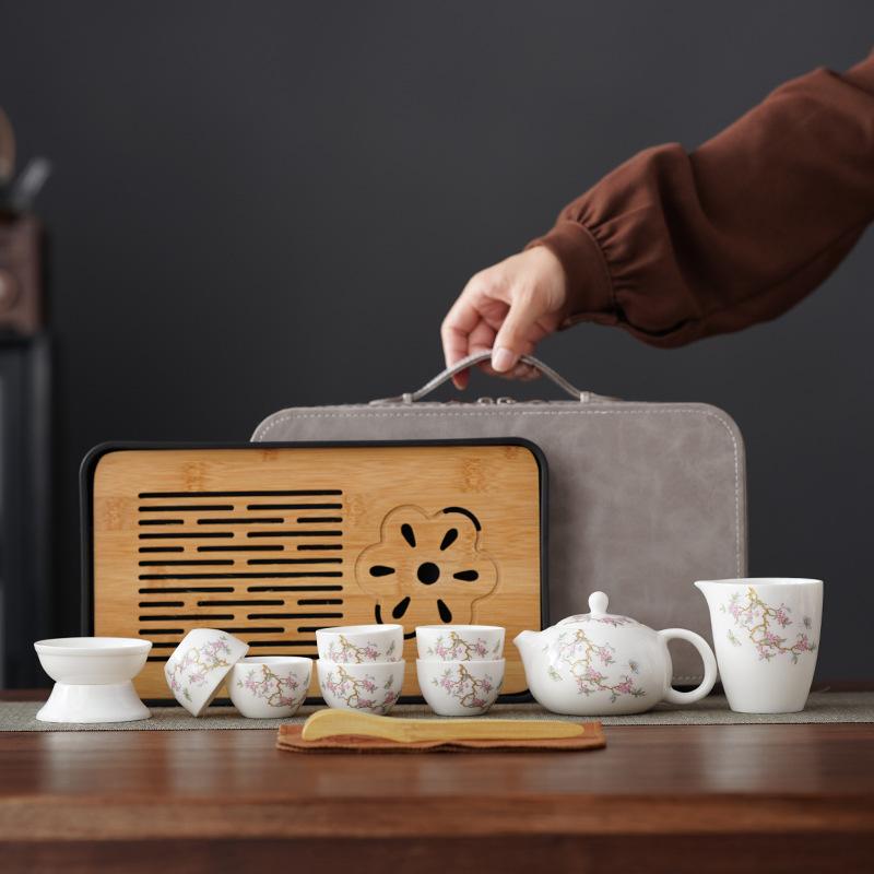 High-end Guest Tea Set Suet Jade Wisteria Flower Set